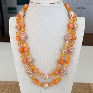 Elegant Germany Orange and Yellow Beaded Necklace